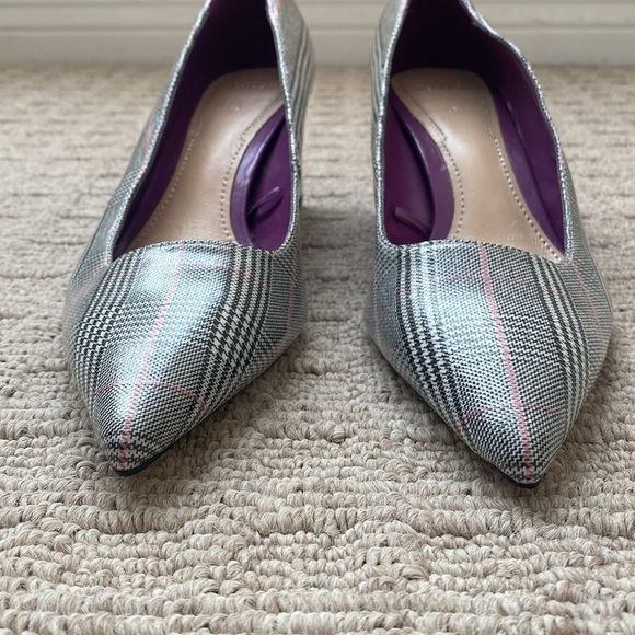 Zara Checkered Plaid Block Heel Pointed Toe Pumps Size - Picture 8 of 13